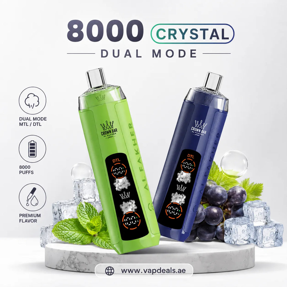 Al Fakher Crown Bar Crystal 8000 Puffs in UAE