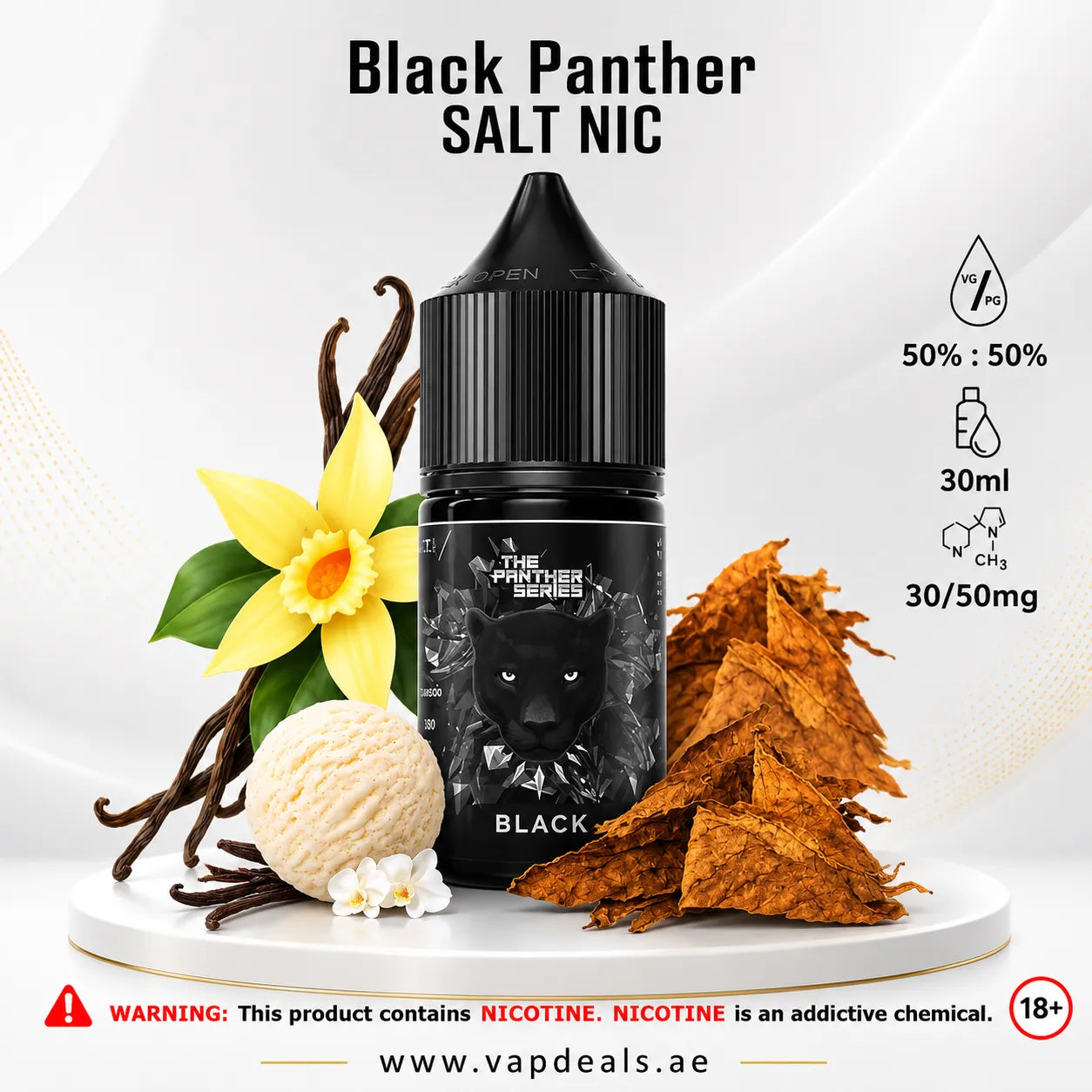 Black Panther 30ml Saltnic by Dr Vapes tobacco vanilla nic salt UAE