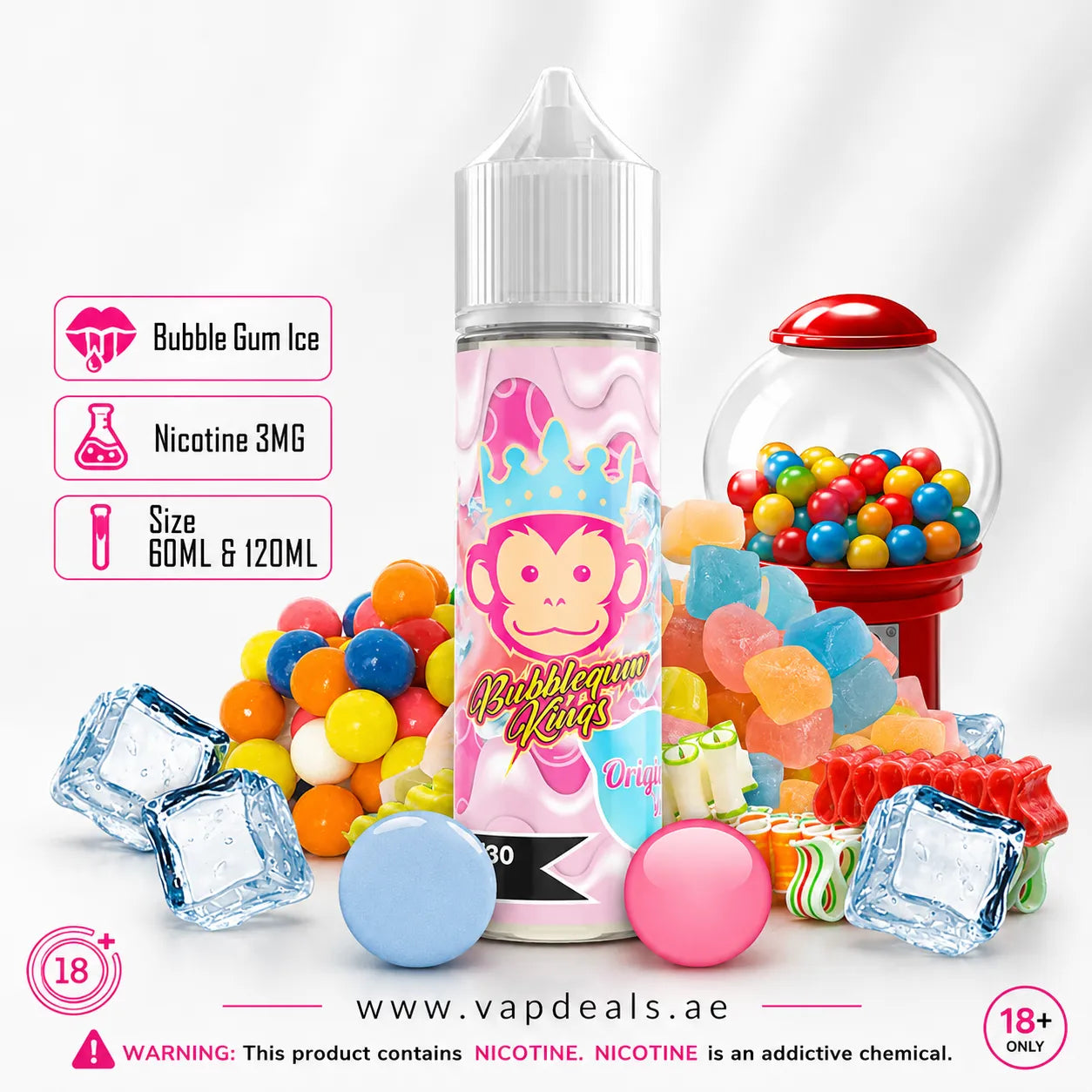 Bubble Gum Kings Original Ice 60ml by Dr Vapes icy bubblegum e-liquid UAE