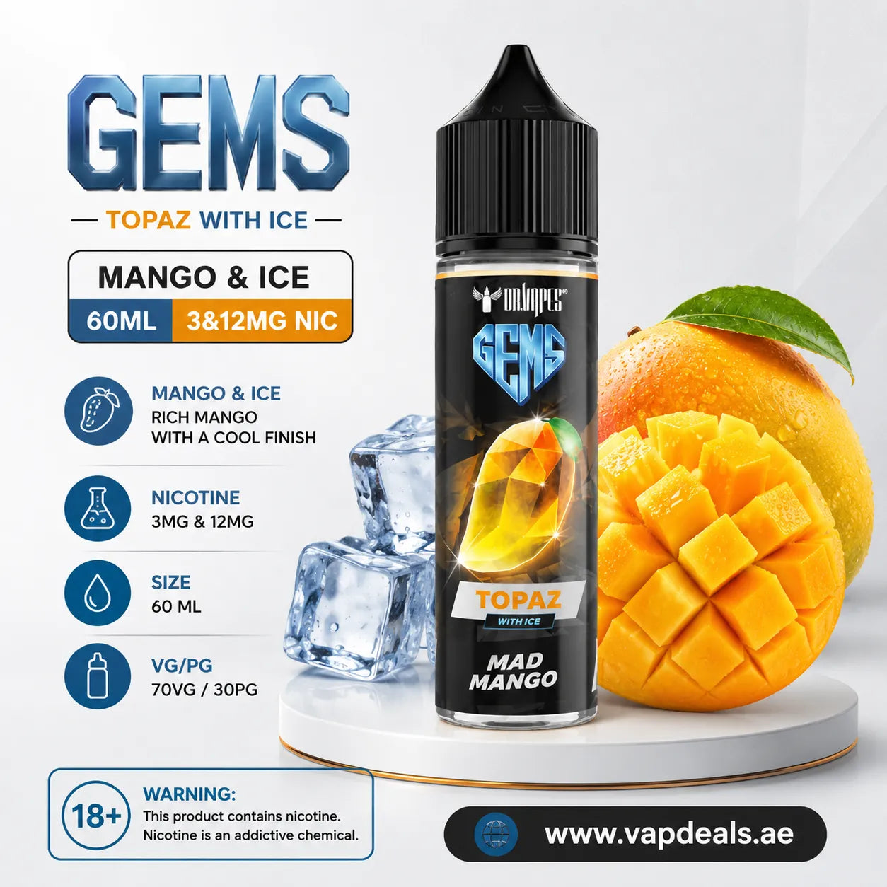 GEMS TOPAZ MAD MANGO - E Liquid by Dr Vapes