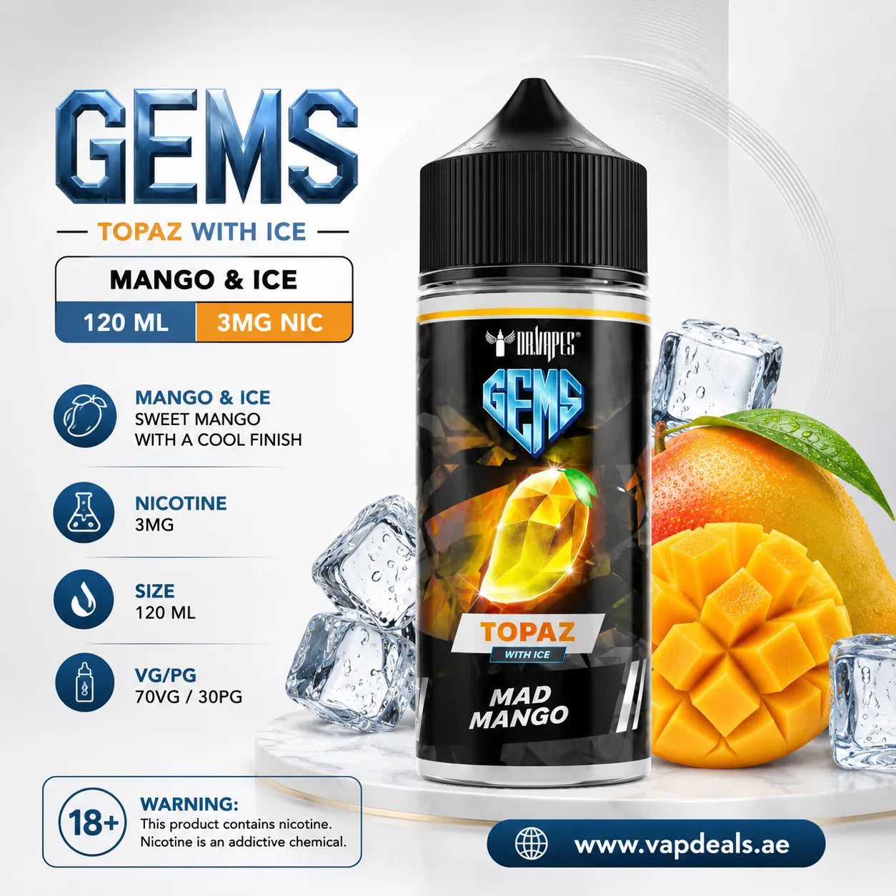 GEMS TOPAZ MAD MANGO - E Liquid by Dr Vapes