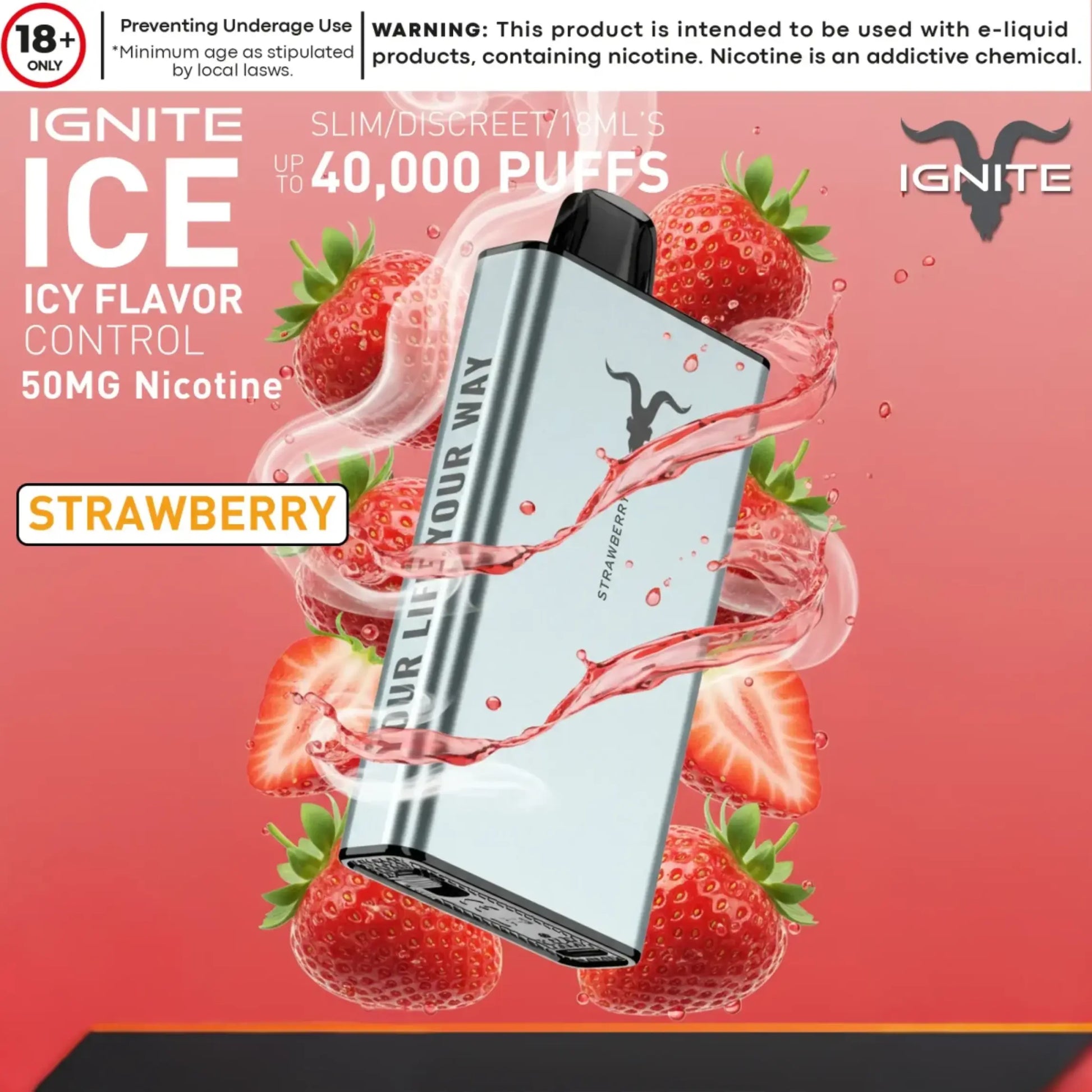 IGNITE ICE 40000 Puffs Disposable Vape- Strawberry