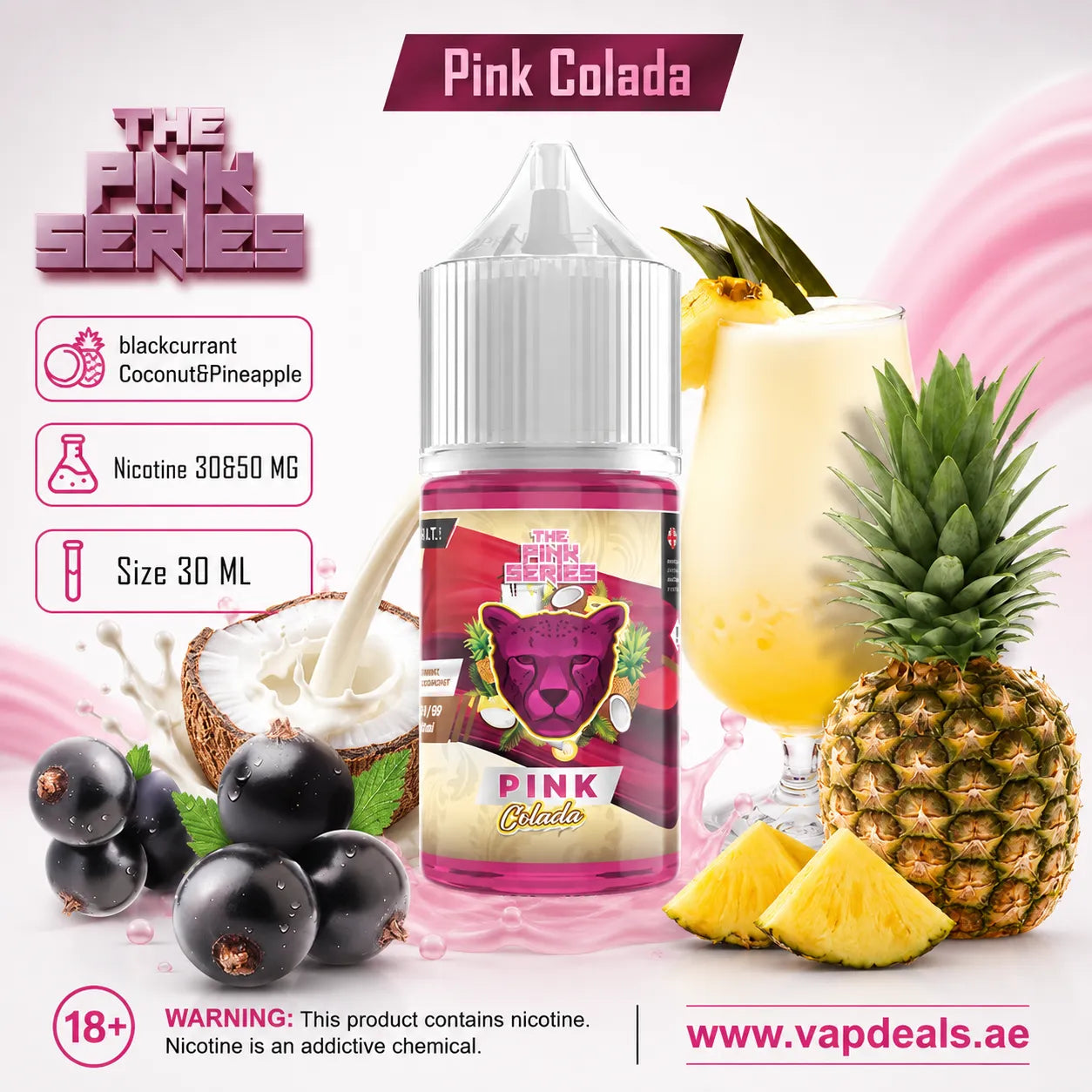 Pink Colada by Dr Vapes blackcurrant pineapple coconut e-liquid UAE