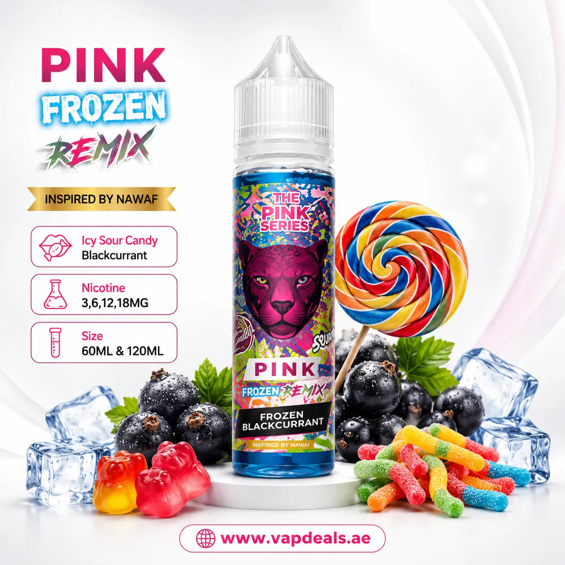 Pink Frozen Remix by Dr Vapes icy blackcurrant candy 