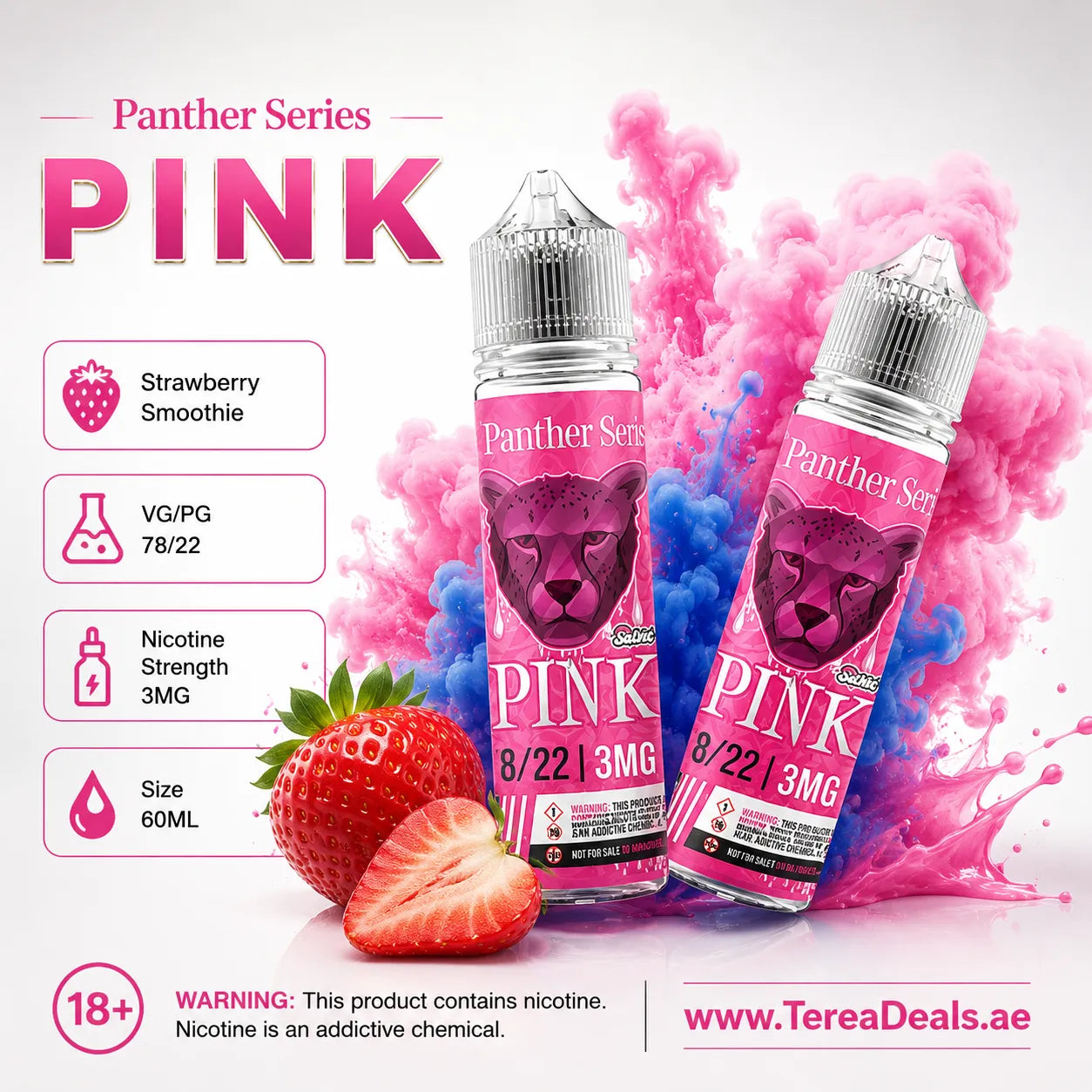 Pink Panther Smoothie by Dr Vapes blackcurrant cotton candy cream e-liquid UAE