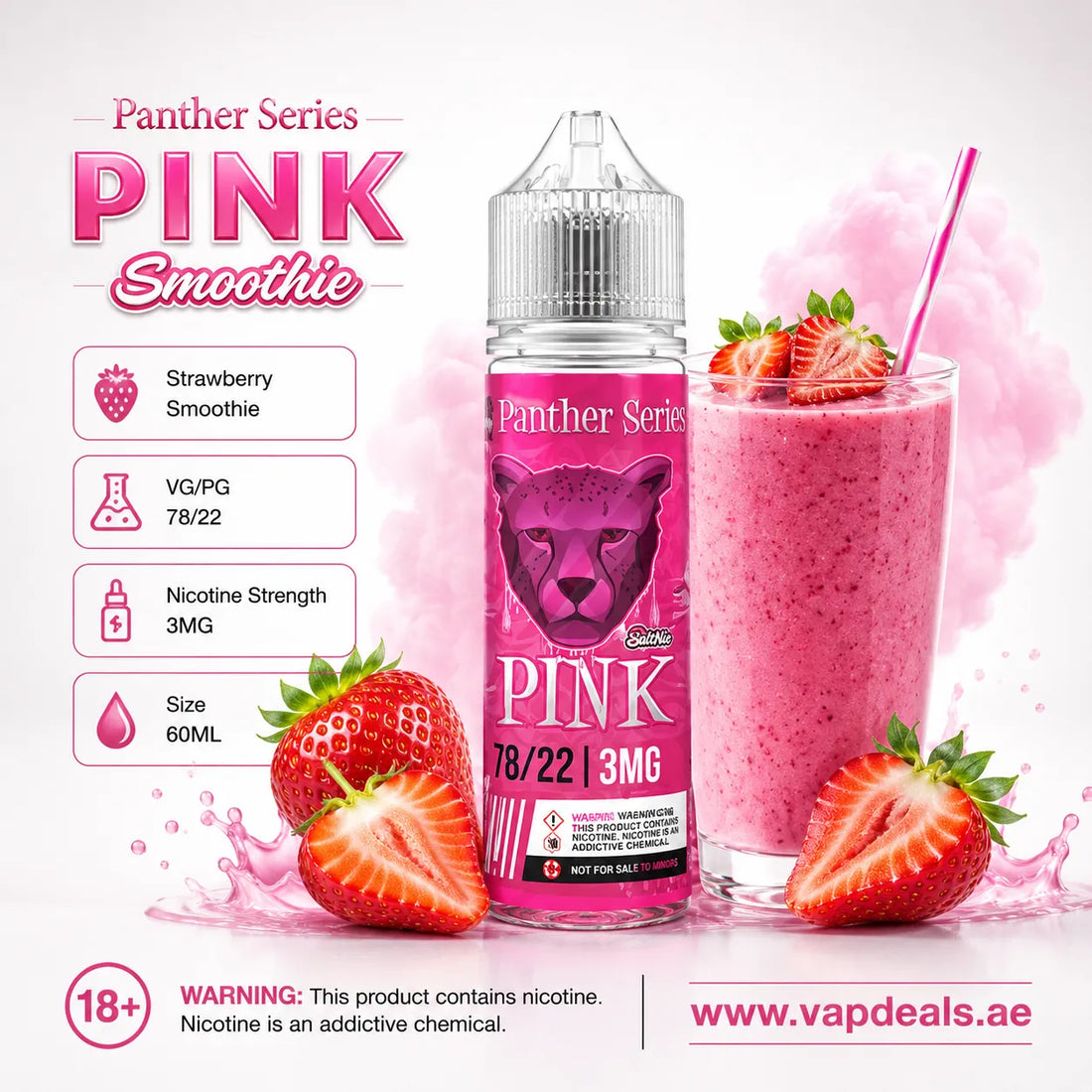Pink Panther Smoothie by Dr Vapes blackcurrant cotton candy cream e-liquid UAE